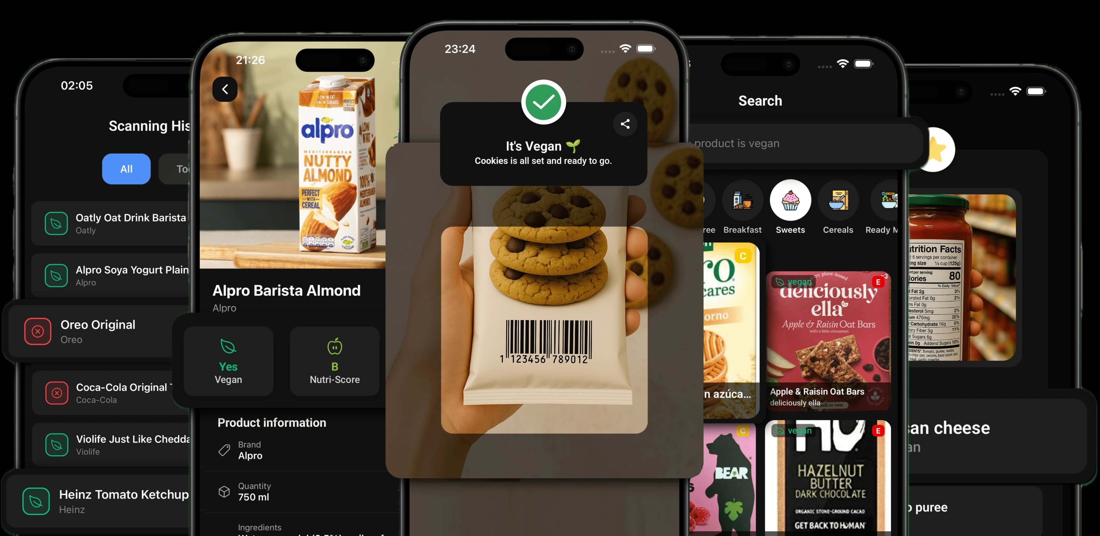 Vegan product scanning dashboard preview